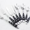 Hotel Stainless Steel Table Knife Fork Spoon Sets Teaspoon Teafork Steak Knife Cutlery Restaurant Serviing Set Black Wood Handle