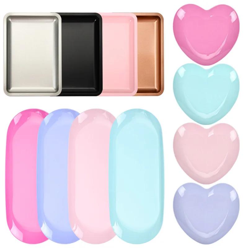 Multicolor Stainless Steel Nail Art Desktop Tool Storage Tray Jewelry Decorations Metal Tray Nail Art Tools Display Stand Nail