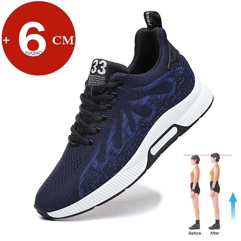 Fashion Man Sneakers Height Lift Insoles 6cm Inserts for Men Elevator Shoes Taller Hidden Heels Breathable Casual Heightening Shoes