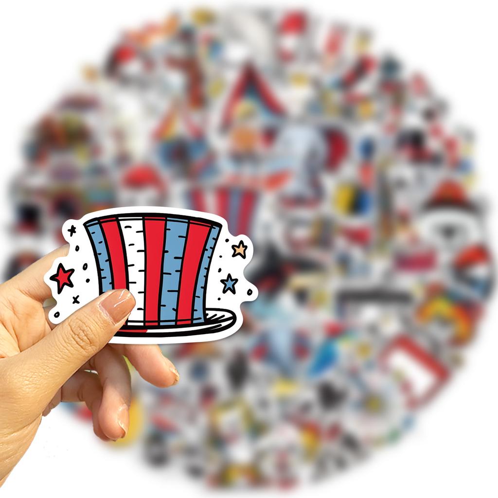 50 Cartoon Circus Doodle Stickers Decorate Guitar Notebook Suitcase DIY Waterproof Stickers