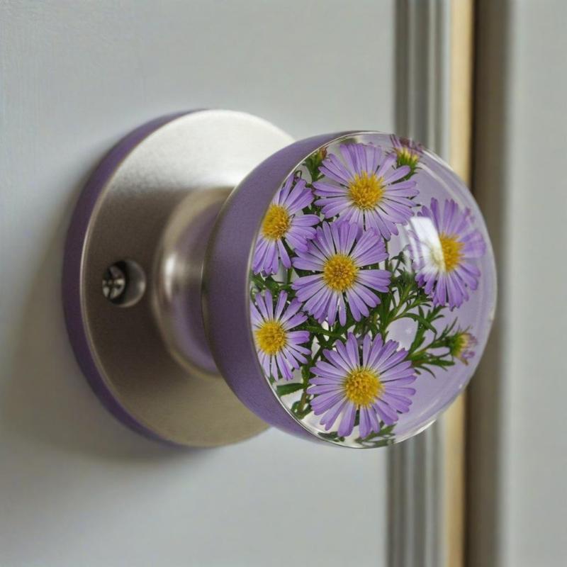 Maniglia per Porta in Resina Retro Fatta a Mano Cristalli Fiori Trasparenti Ferramenta Decorativa per Camera da Letto Ispirata alla Natura Ristrutturazioni Casa