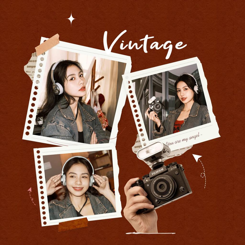 VILTROX Vintage Z1 Camera Retro Compact Strobe with GN12 Color 28mm Focal Rechargeable Speedlight for and with Diffuser Flash, S1/S2 Dimming,