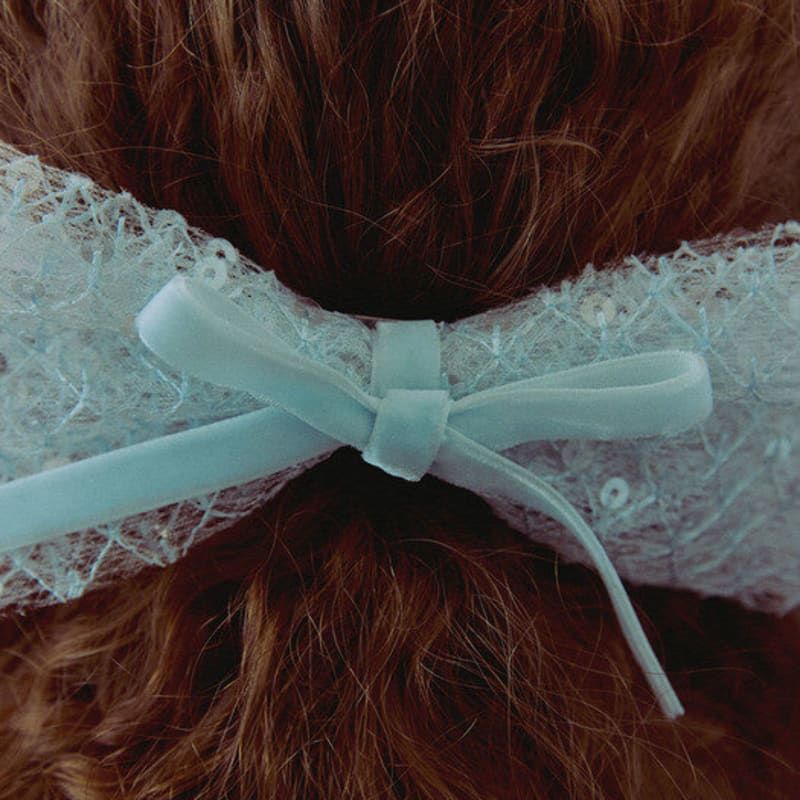 Elizabeth Moments Blue Sequin Ribbon Hair Pin