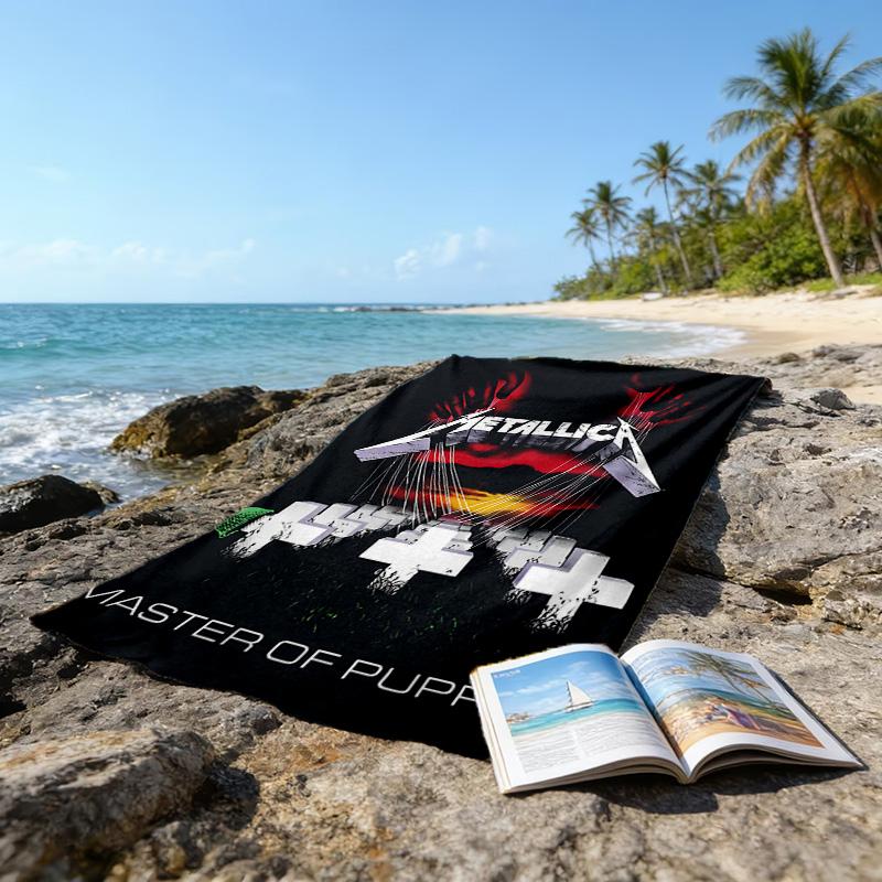 1pc Rammstein1 Beach Towel, Beach and Seaside Swimming Pool Equipment, Fashion Pattern, Rectangular, Travel Essentials