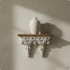Ornate Hanging Shelf Distressed Finish Decorative Wall Embossed Relief