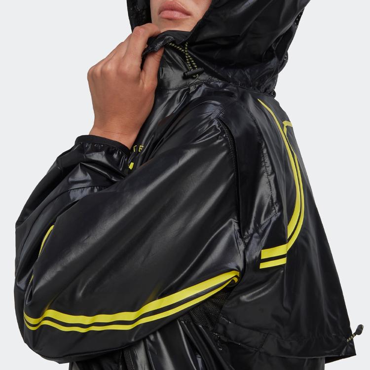 Adidas X Stella McCartney Logotrykk Hettejakke med Glidelås Damejakker Svart Gul HI6053