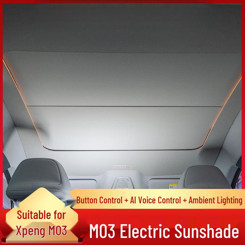Xiaopeng Mona 03 Panoramic Sunroof Blackout Curtain - Electric Sunshade for Full Car Roof Protection Xpeng MONA03 - Gray