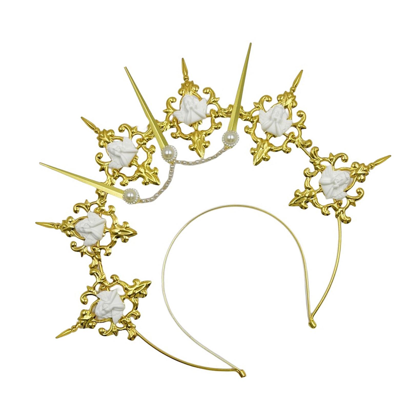 

Лента-нимб Лолита Элегантный сплавной аксессуар для волос Надежная посадка для тематических мероприятий Косплей золотой