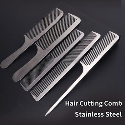 1 Professional High-quality Stainless Steel Metal Silver Anti-static Hair Comb, Hair Salon Hair Comb