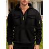 Men's Fleece Hooded Sweatshirt with Dual Chest Pockets - Casual, Trendy Zipper Pullover for Autumn and Winter
