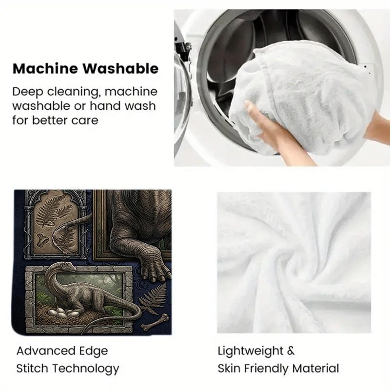 Prehistoric Dinosaur Compilation 2D Flat Pattern Flannel Blanket High quality All Seasons Warmth and Comfort Perfect for Christmas Gifts.