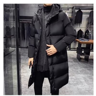 Autumn and Winter Ea Long Coat for Men Over the Knee Thickened Loose Large Size Hooded Stand Collar Windbreaker Cotton Coat