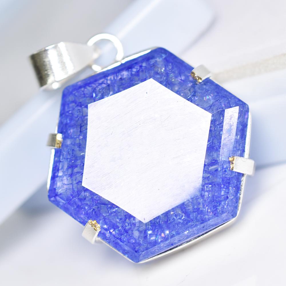 Natural Purple Tanzanite Fancy 70 Ct 925 CERTIFIED Sterling Silver Pendant Gems MY.PD-158-NS