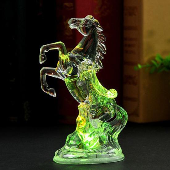 Night Light Acrylic Pony Figure Decorative Night Lamp with Colorful Flashing Lights Battery Operated Festive