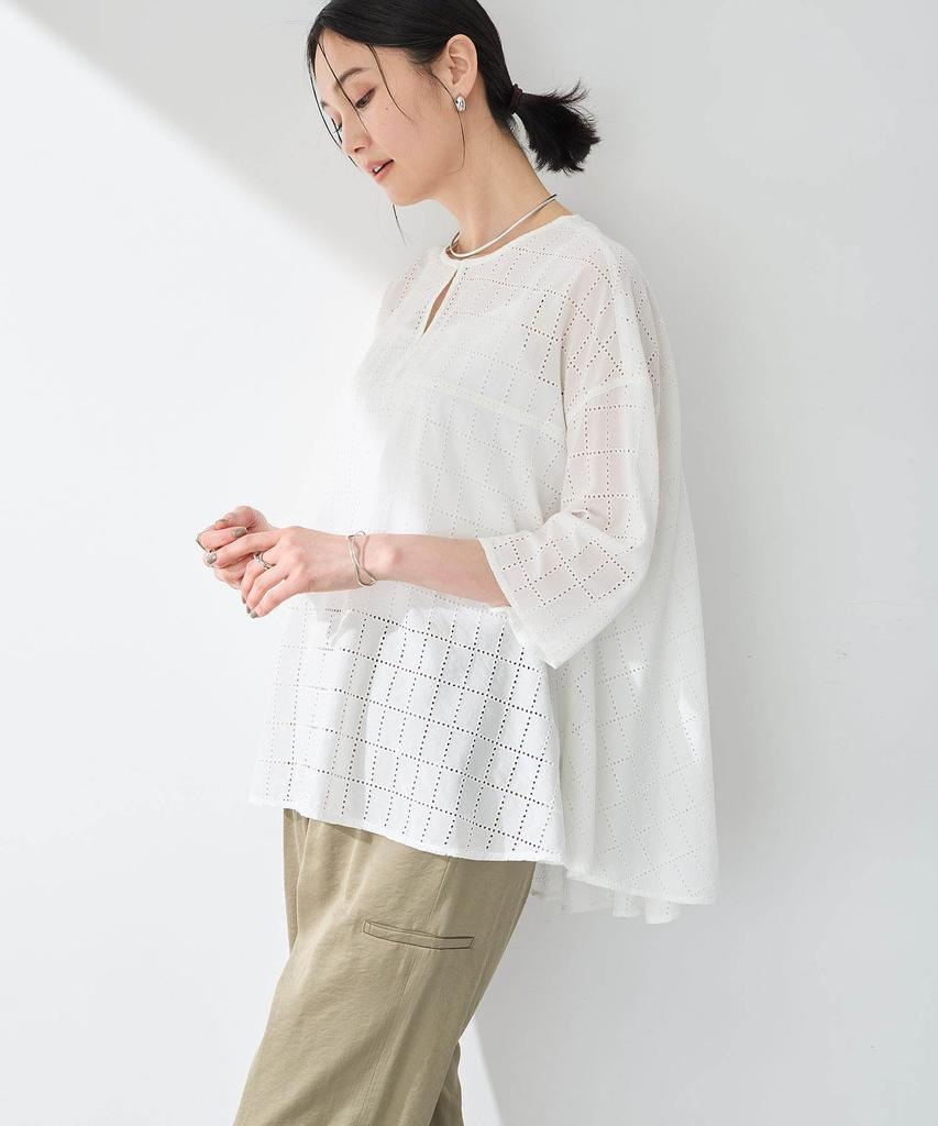 AC by Alpha Cubic Square Embroidered Size 9 Blouse, Women's, 353774, Off-White,