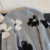 Women's Floral Jacquard Loose Knit Pullover