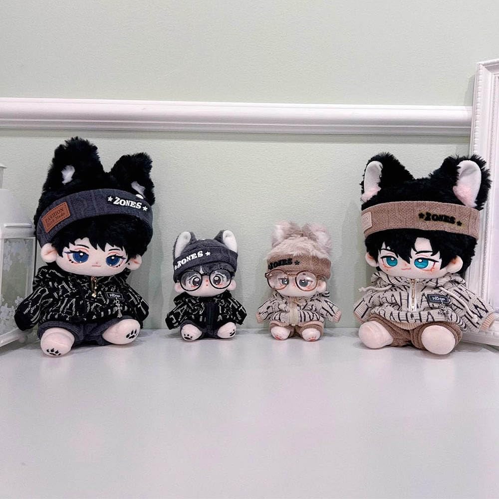 Niannyyhouse Elemental Set: Headwear, Hoodie, Pants, Eyewear, Shoes, 10cm X 20cm Plush Clothes, Cotton Doll, Dress-Up Accessories (Black-10cm)