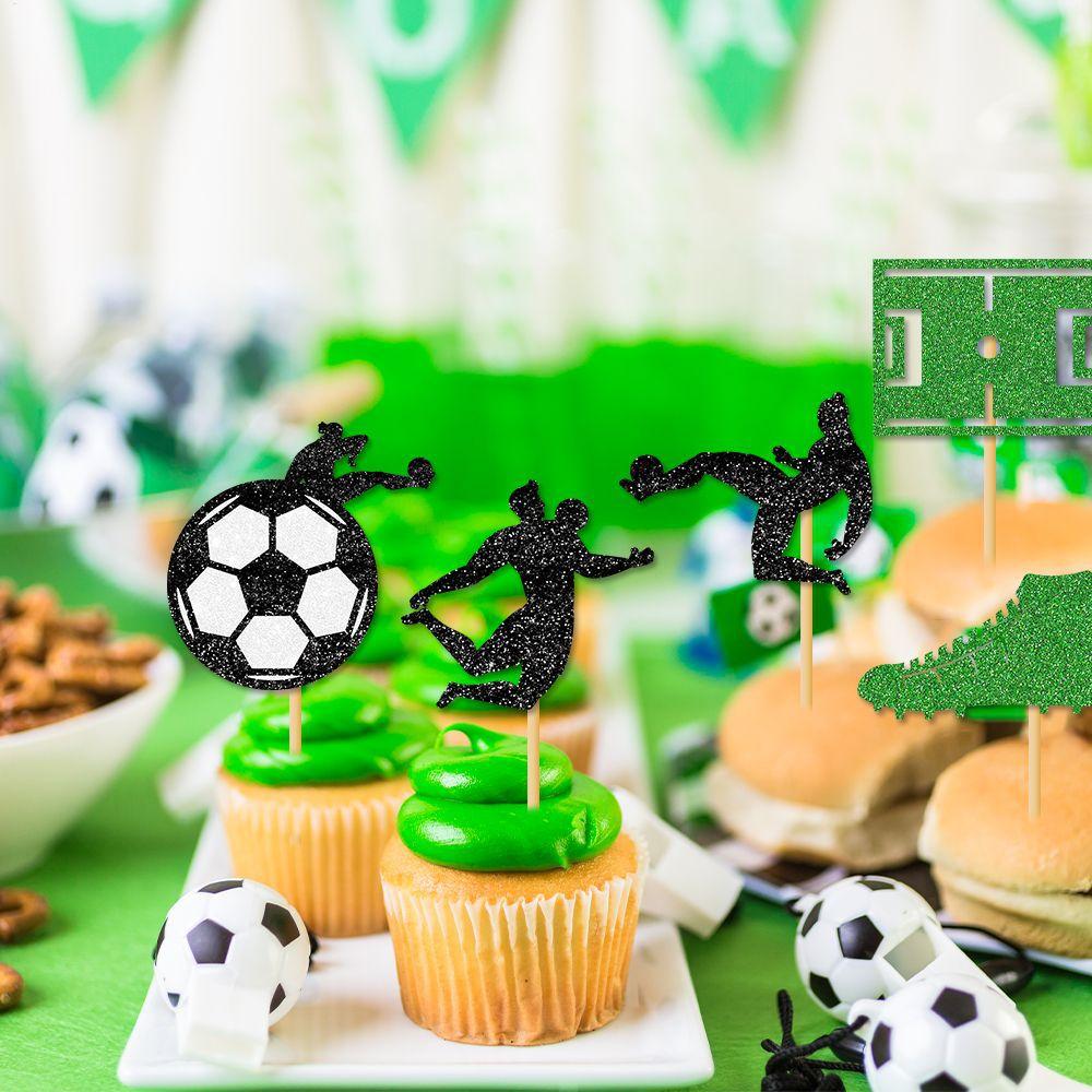 12Pcs Soccer Cake Decoration paper Soccer Ball Cupcake Toppers Sport Cupcake Picks Football Theme Birthday Cake Toppers