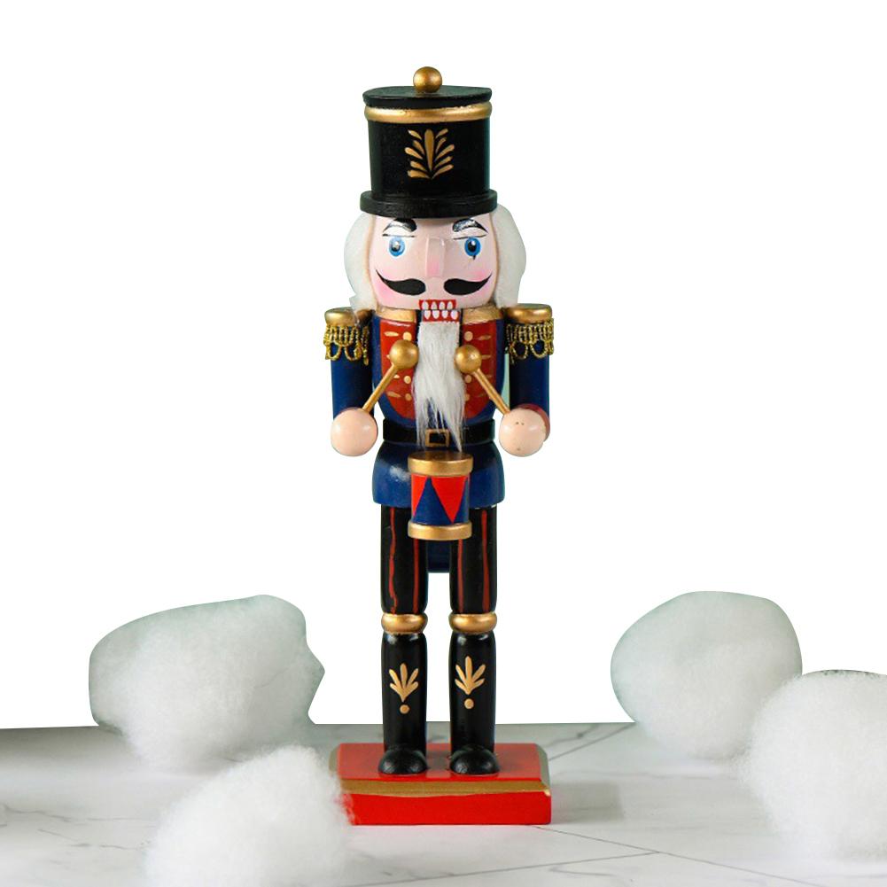 25cm Wooden Nutcracker Soldier Ornament Handmade Standing Nutcracker Ornament Christmas Nutcracker Figurine for Christmas Gift