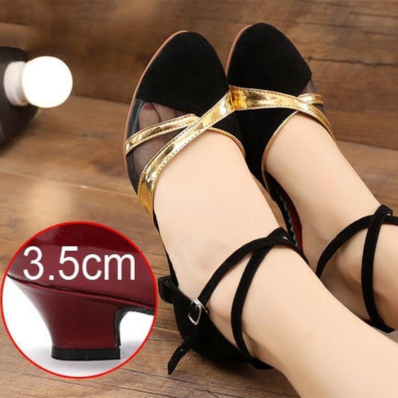 New Style Latin Dance Shoes for Women Flash Chip African Print Salsa Dance Shoes Women's Ballroom Dance Sandal Hight Heel 5cm3cm