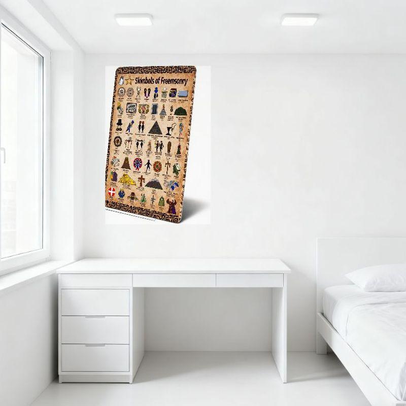 Symbols of Freemasonry Vintage Metal Sign, Masonic Symbols Educational Poster Tin Sign for Bar Pub Home Wall Decor, Antique Styl