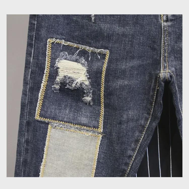 Trendy Korean-Style Slim Fit Nine-Point Jeans for Men