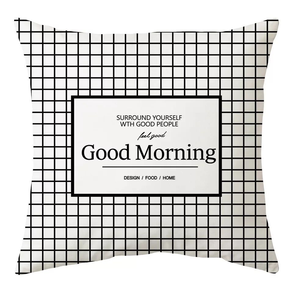 Nordic Black and White Simple Style Geometric Abstract Pillow Case Peach Leather Fleece Home Sofa Pillow Quilt Cushion