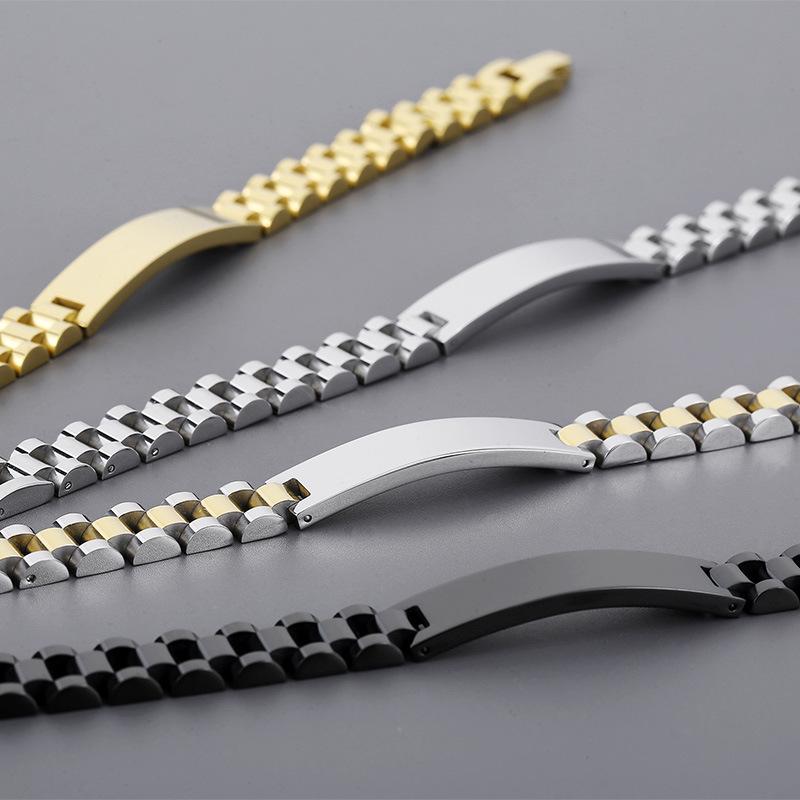 Korean Style Engravable Titanium Steel Men's Adjustable Bangle Bracelet