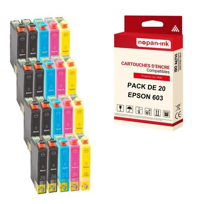 Cartouches d'encre - NOPAN-INK - EPSON 603 - 20 pièces - Compatible - Jet d'encre - Noir/Couleurs