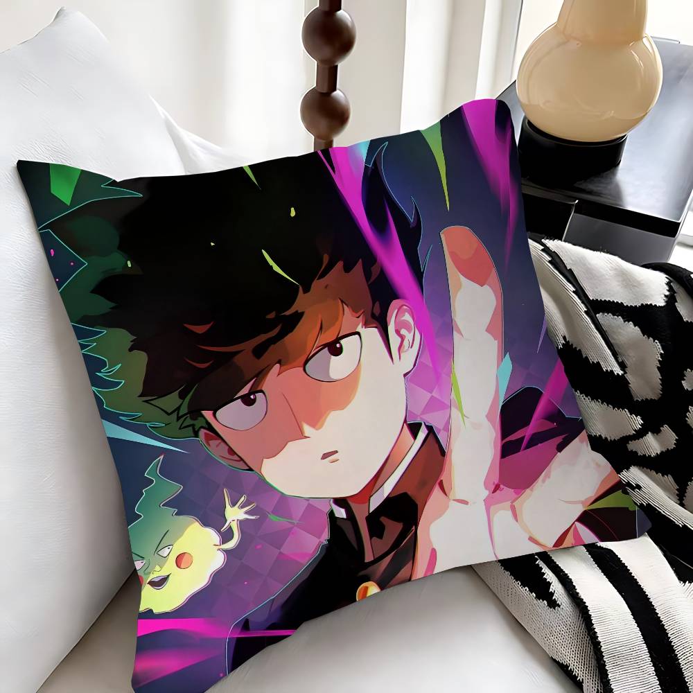 M-MOB PSYCHO 100 Cartoon Animation Pillow Covers Cartoon Sofa Decorative Home Double-sided Printing Short Plush Cute Cushion