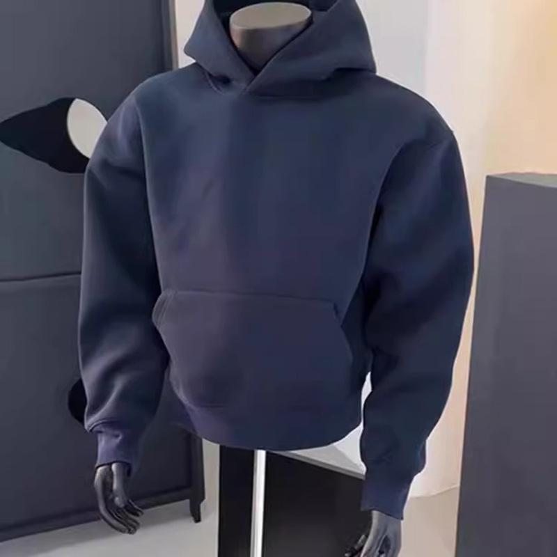 Men's Coffee-Colored Fleece-Lined Hooded Sweatshirt - Autumn/Winter 2025 Style, Thick Pullover Jacket, Loose Fit