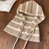 Winter Kids Balaclava Hat Korean Stripe Toddler Hooded Beanies Warm Woolen Children Boy Girl Knitted Caps Scarf