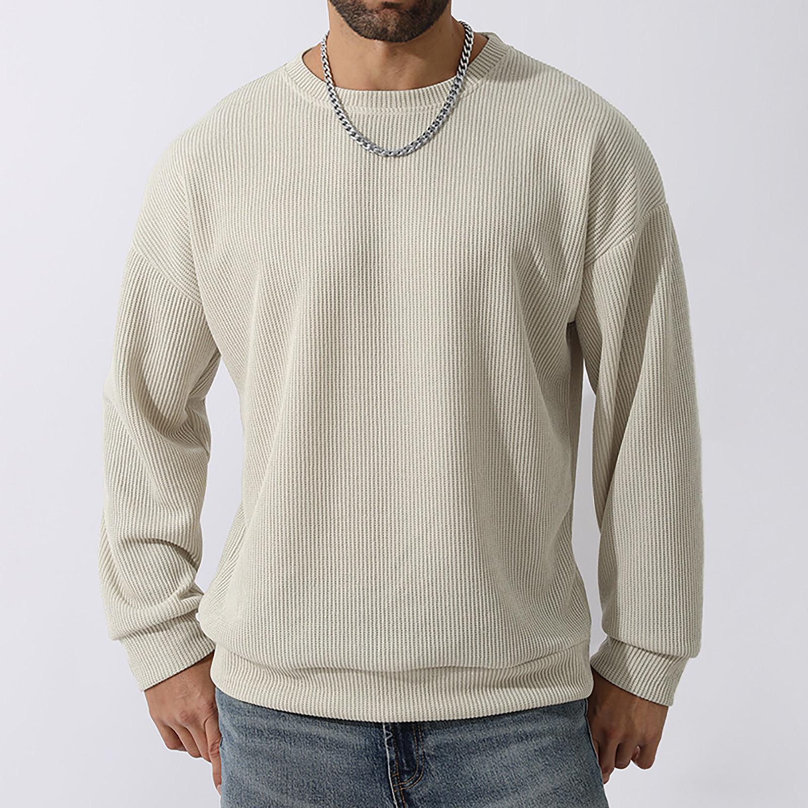 

Men s Casual O-neck Loose Cotton Sweater Pullover XL бежевий