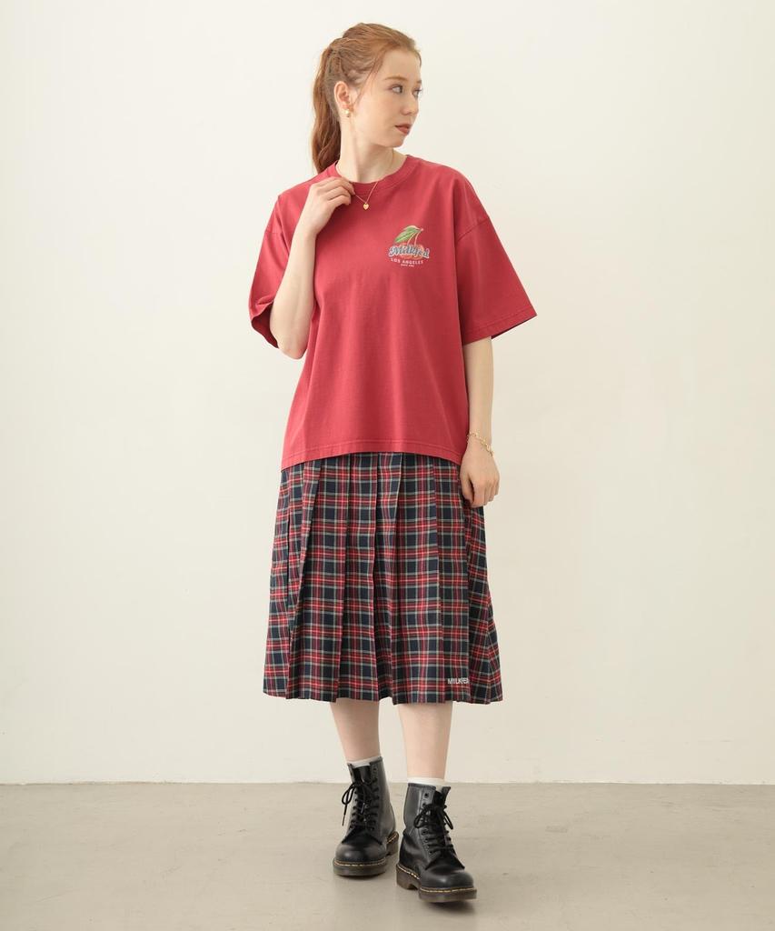 Milkfed Casual Fresh Cherries Wide Short Sleeve Red Women's Tee,