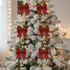 6Pcs/Set Buffalo Plaid Christmas Bows Hanging Ornament  Christmas Tree Decoration