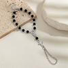 1 Stück modisches Retro-schwarzes Perlen-Jesus-Anhänger-Etikett mit Fingerkreuz-Armband, vielseitiges Damenaccessoire