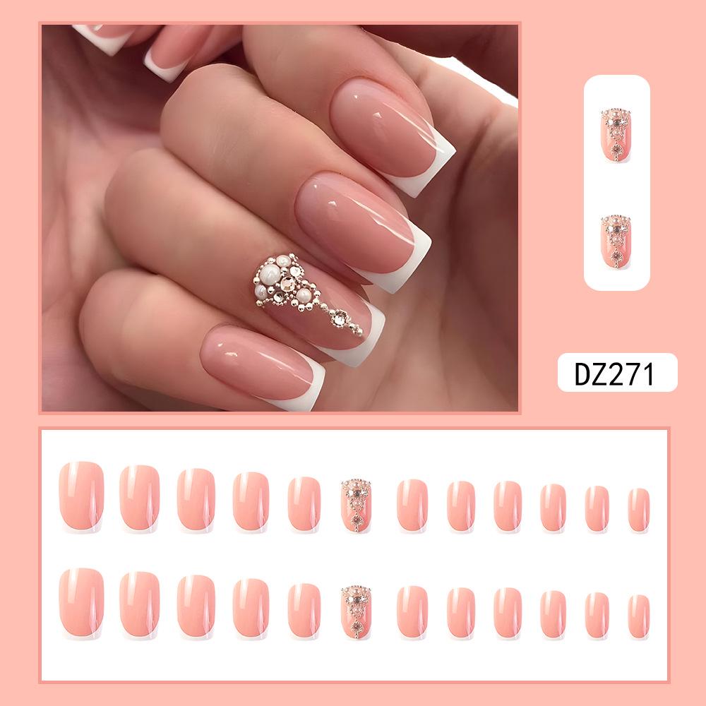 French Rhinestone Handmade Press-On Nail Tips