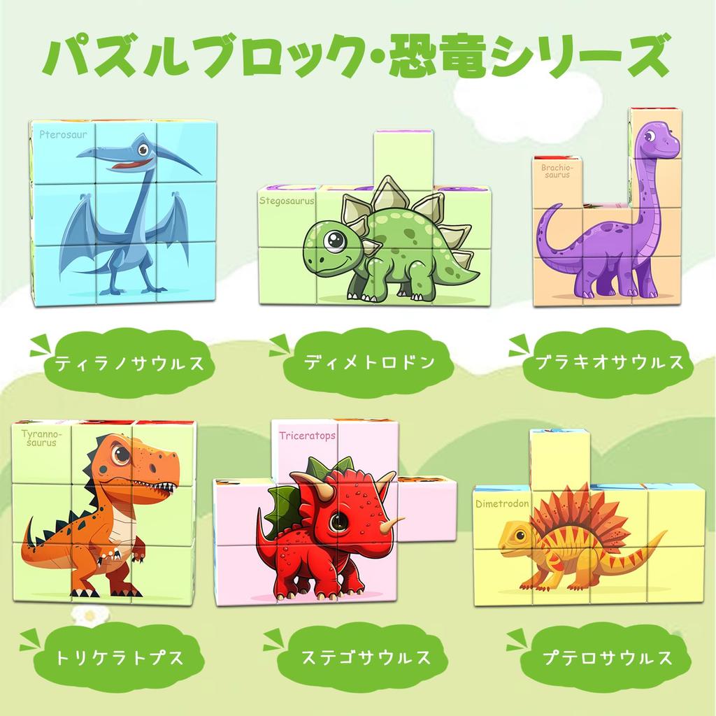 VIXA Magnetic Building Blocks, Educational Toy, Space, Ocean, Fruits, Vegetables, Dinosaurs, Animals, Transportation Tools Series, 9 Pieces with 6