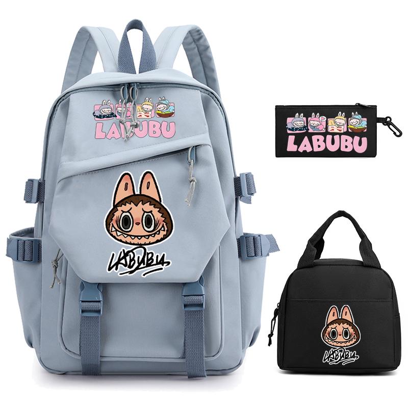 3Pcs/set Cute  Printed Backpack Pencil Case Lunch Bag Teenager Student Girl Boy Schoolbag Women Travel Laptop Bag Mochila