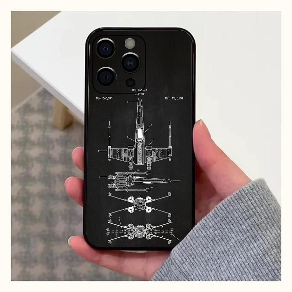 

Engineering Blueprints Aircraft Phone Case For Apple iPhone 15,14,13,12,11,Pro,X,XS,Max,XR,Plus,Mini Soft Black Cover iPhone12PROMAX