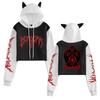 New Demon Slayer Cat Ear Color Block Hoodie - Plus Velvet, Loose Fit, Casual Pullover