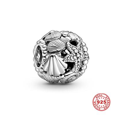 2020 Summer New S925 Sterling Silver Color Openwork Starfish, Shells & Hearts Charm Beads Fit Original Fashion Bracelet Jewelry