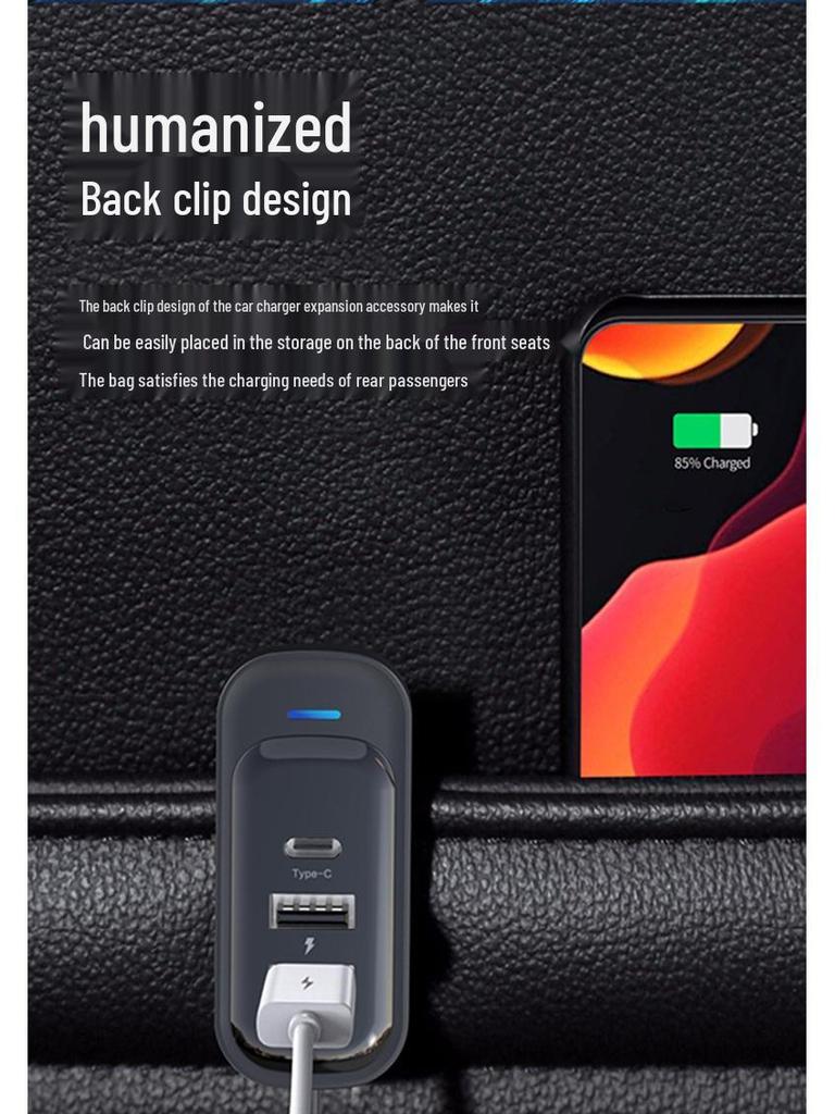 Multifunctional Rear Seat Car Charger with Bluetooth MP3 Player & FM Transmitter