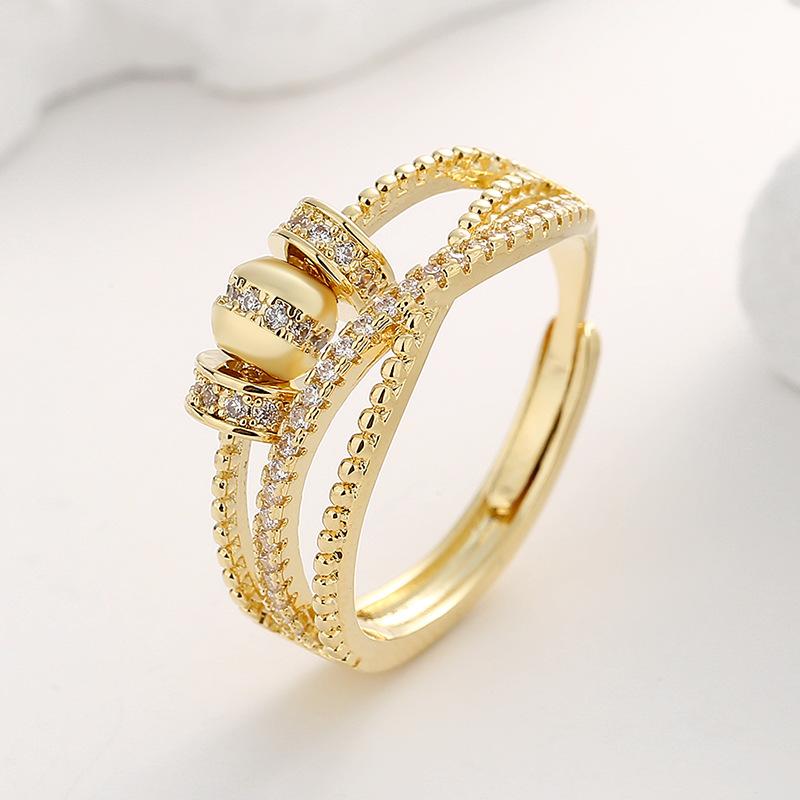 2026 Zircon Transit Open Ring Female, Multilayer Cross Ring Rotary Unzip Ring Resizable