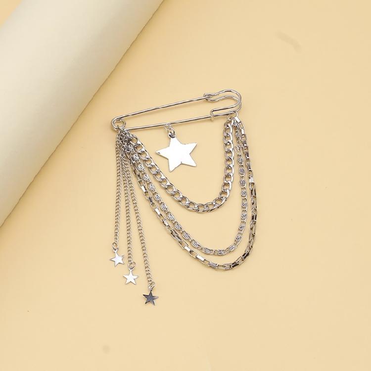 Edgy Chain Pin Adornement Unique Badge Pin Stylish Brooches Accessory for Women