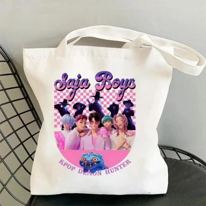 Kpop Anime Peripheral Canvas Bag Printed Fashion Shoulder Bag Women'S Large Capacity Student Portable Handbag