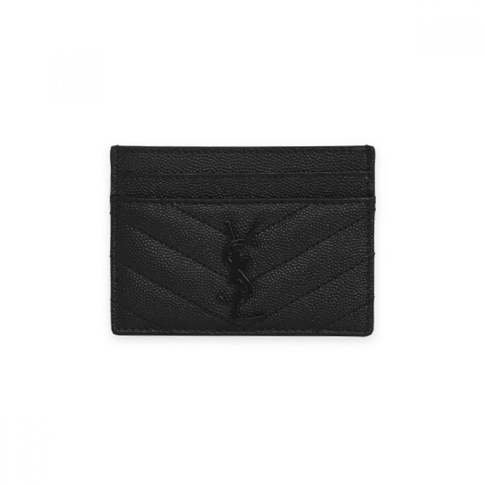 Saint Laurent Cassandra Monogram Matelasse Black Envelope Small Card Holder 423291 Bow08