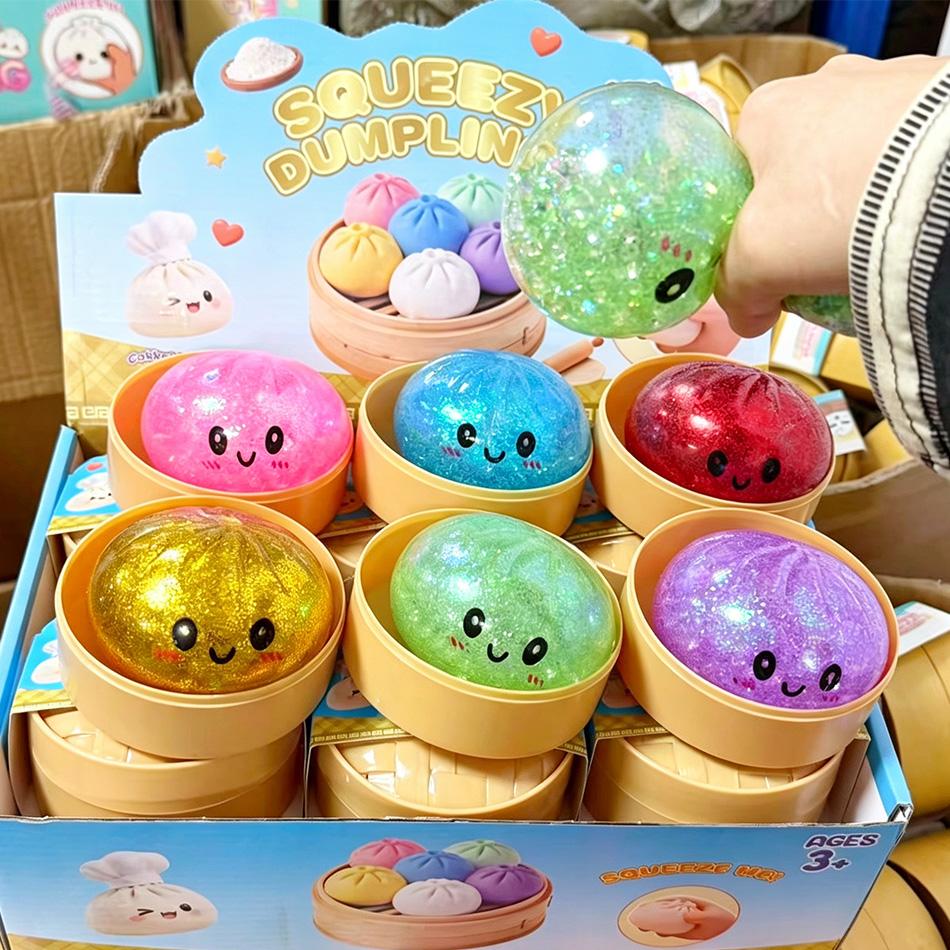 Bunte 6 Stile Glitzer-Knödel Glitzer-Knödel Squishy Mit Box Knödel Sensorisches Knetspielzeug Für Stressabbau Spielzeug
