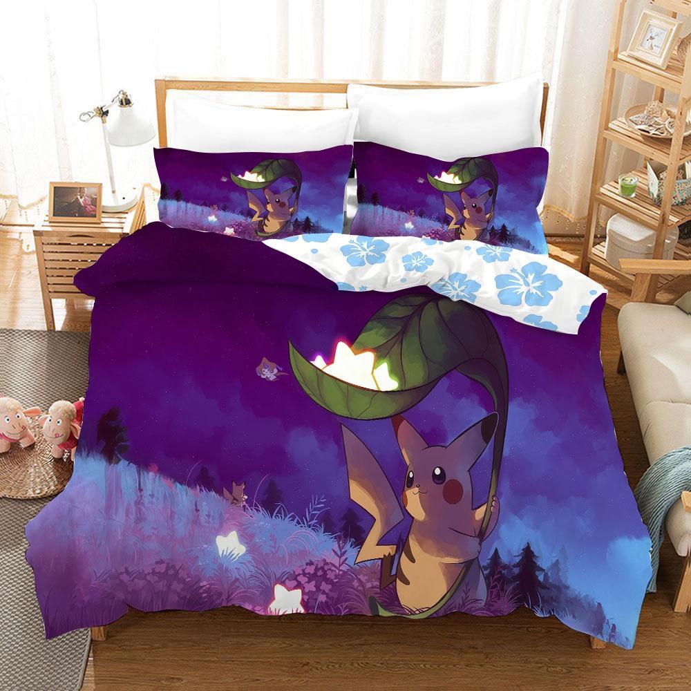 Duvet Cover Pillowcase Bedding Set Cartoon Pokemonzd Kawaii Adult Boy Girl Bedroom Decoration Children Single Double Large Size