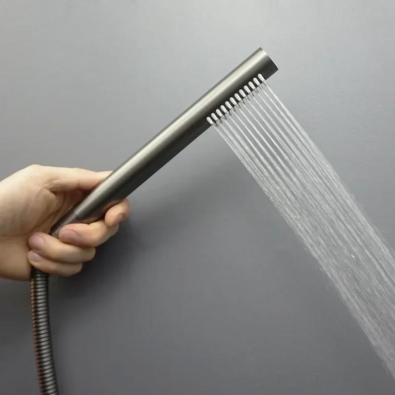 Stainless Steel Shower Brushed Gold Black Brushed Gray Handheld Head Bathroom Spray Tub